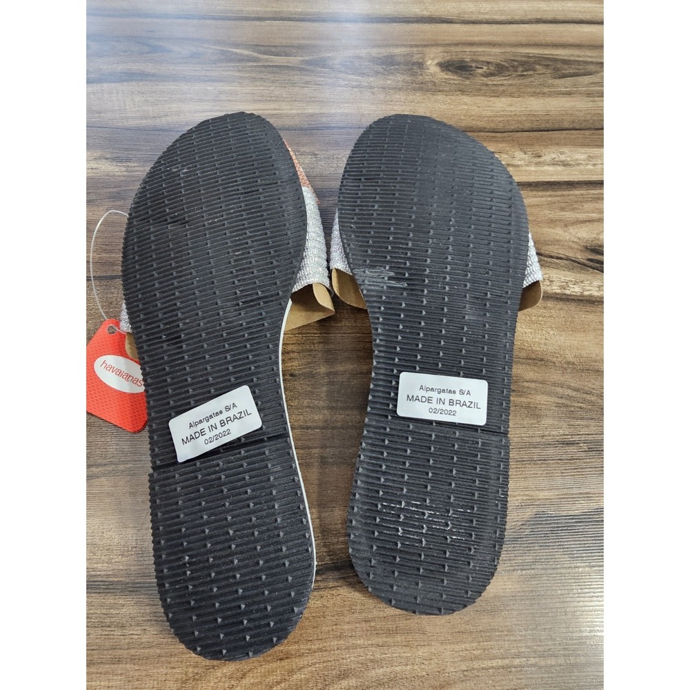 Havaianas You Malta Metallic‎ Slide Sandal Women's Metallic Ice Grey Size 9/10W - Picture 10 of 11